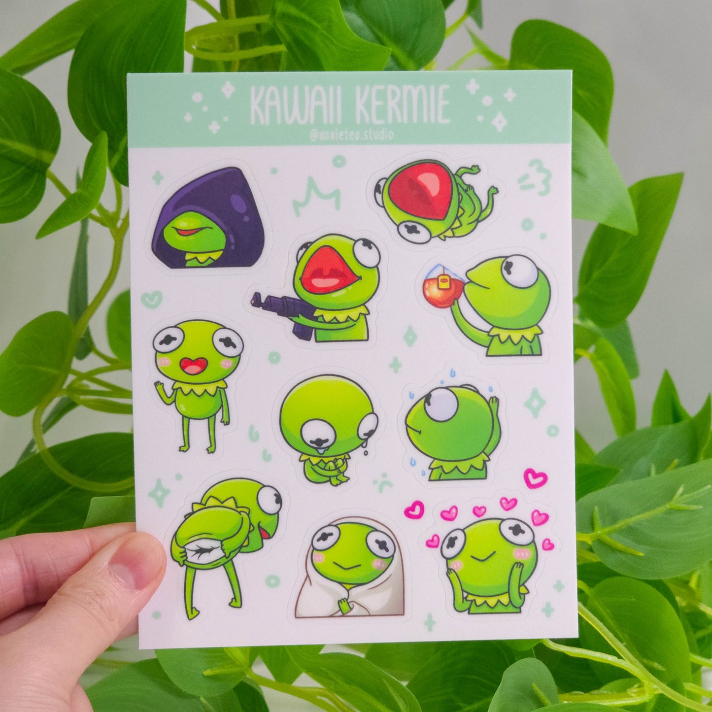 Kawaii Frog Meme Vinyl Sticker Sheet