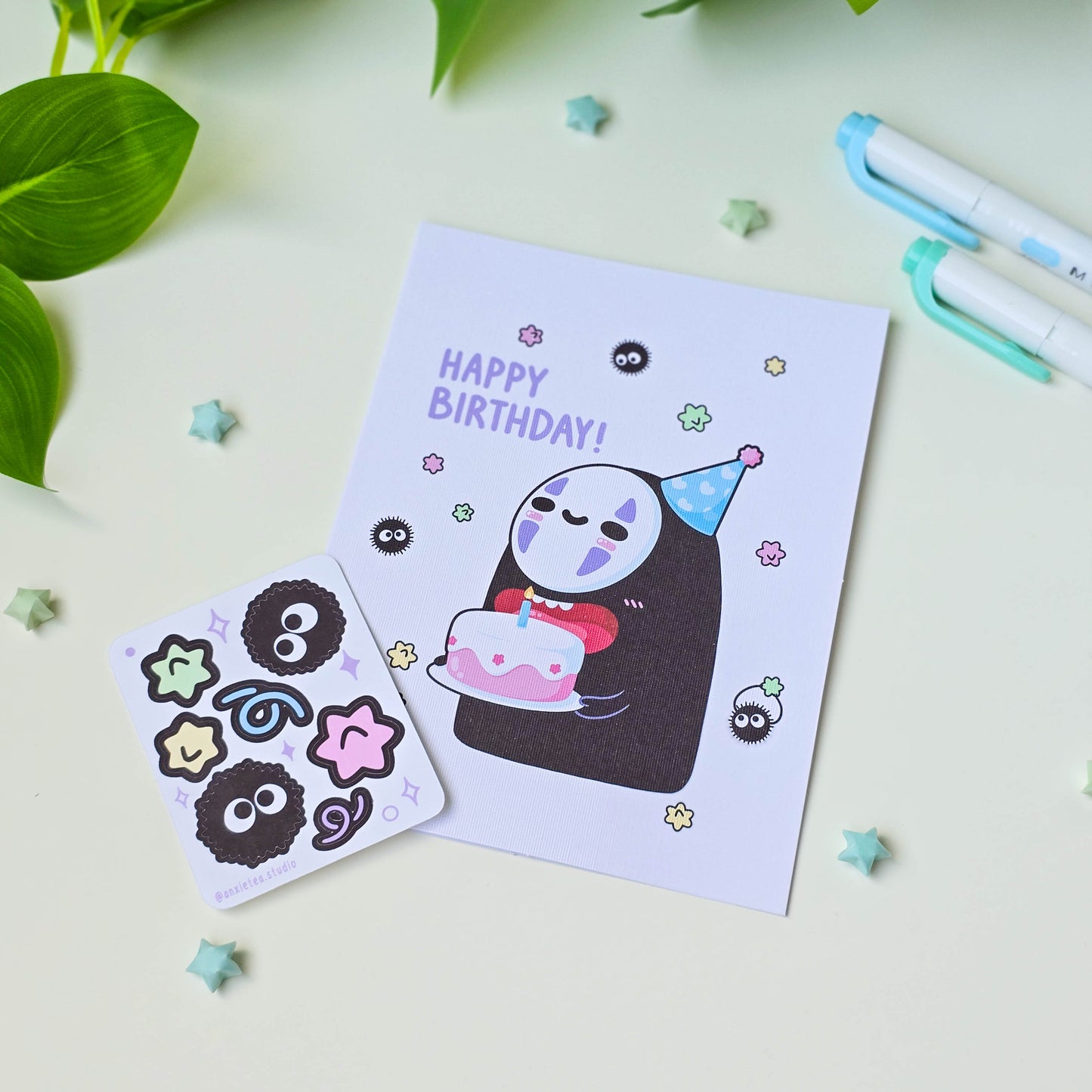 Kawaii Birthday Card w/ Mini Sticker Sheet