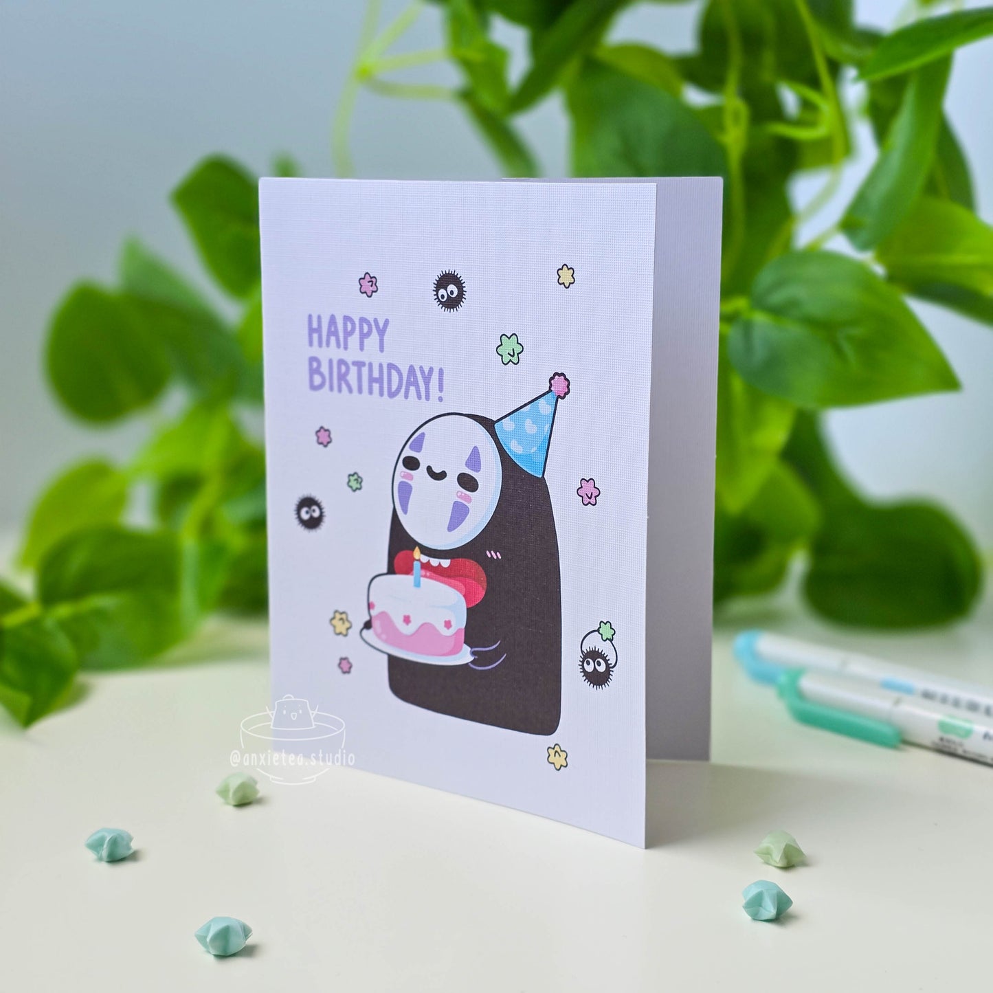 Kawaii Birthday Card w/ Mini Sticker Sheet