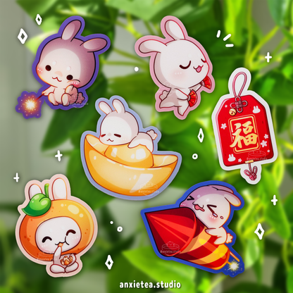 Lucky Bunny Vinyl Stickers