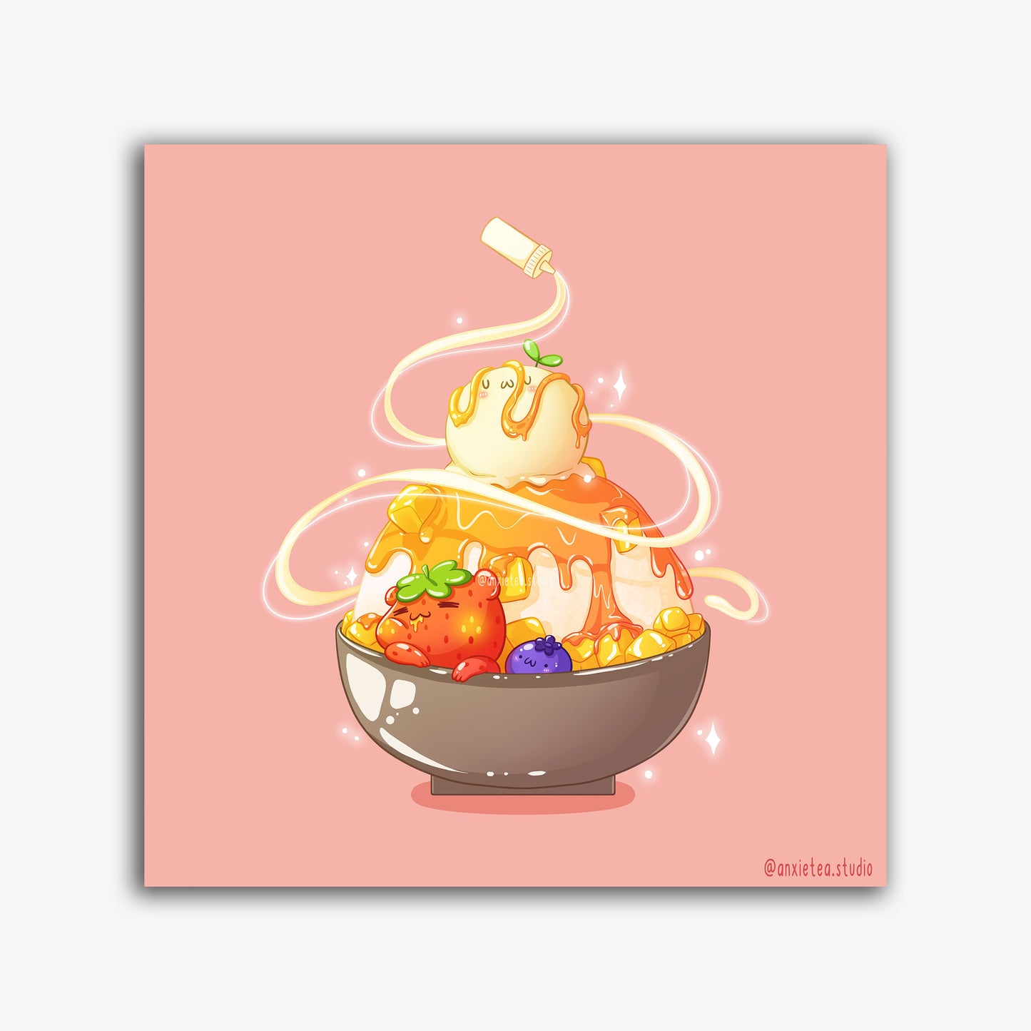 StrawBeary Mango Bingsu Art Print