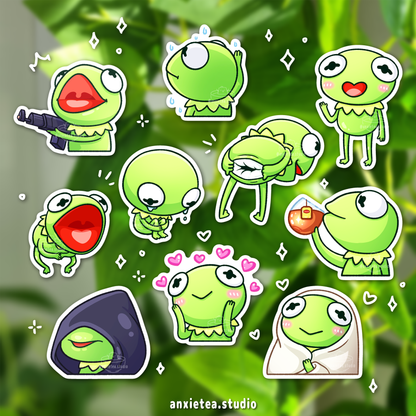 Kawaii Frog Meme Vinyl Stickers