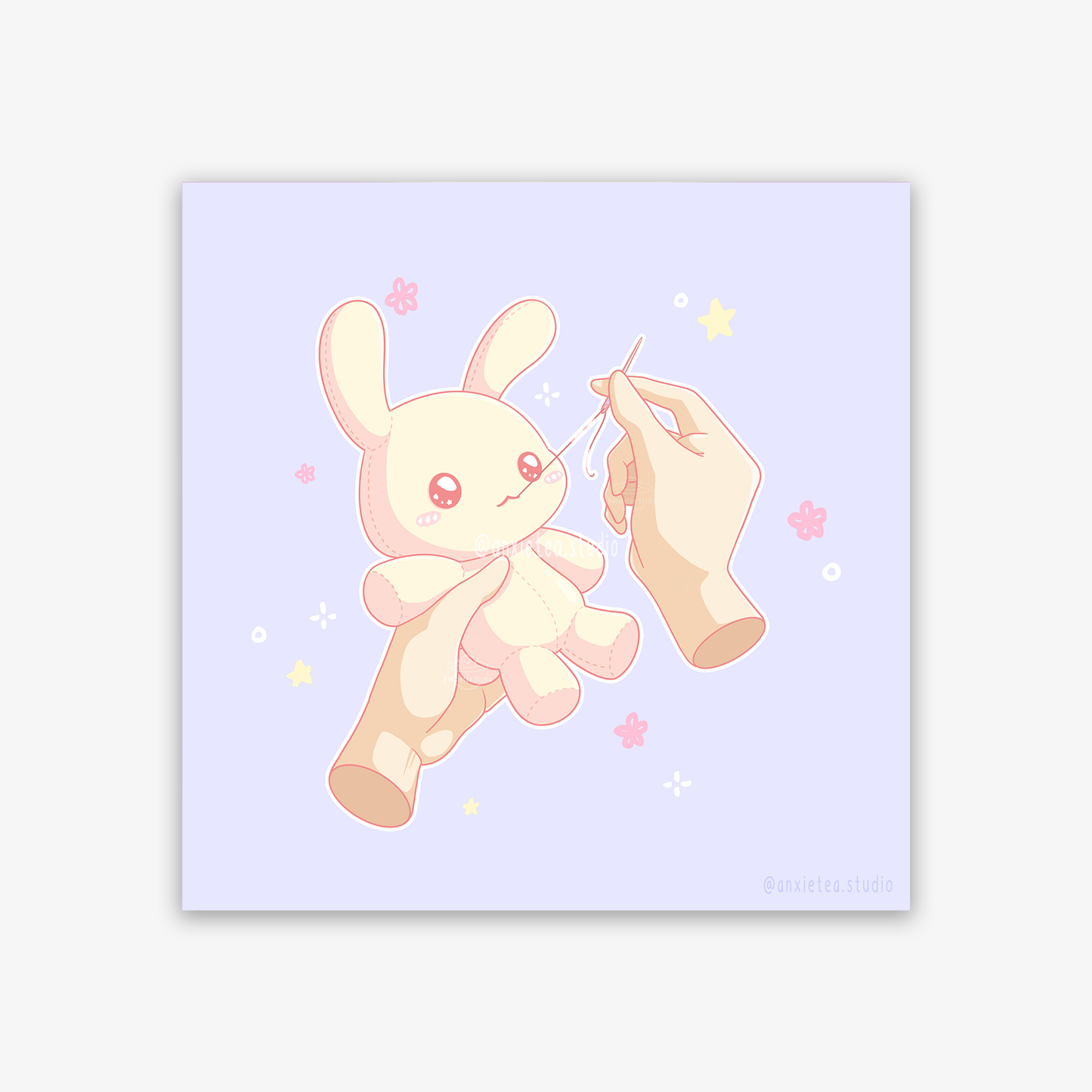 Pastel Bunny Plushie Art Print