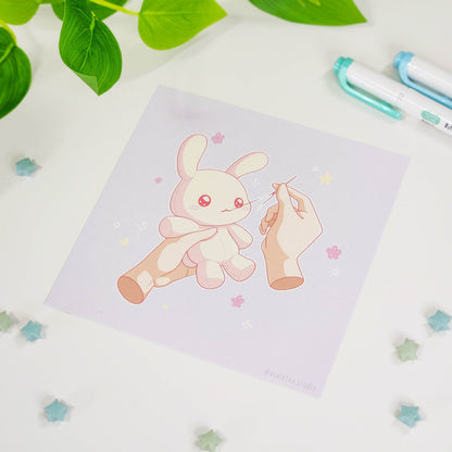 Pastel Bunny Plushie Art Print